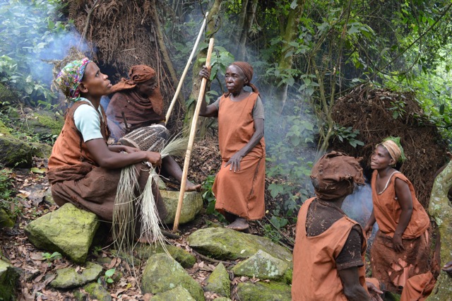 Batwa wie sie im Wald leben